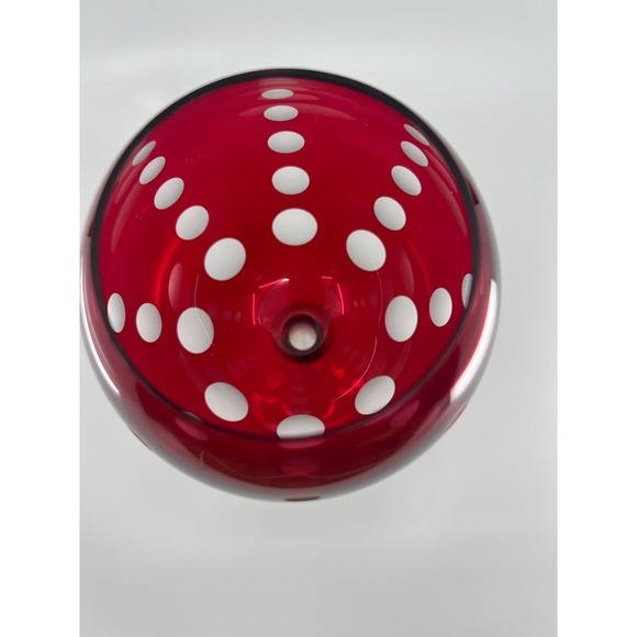 3 Pce VNTG Cherry Red Mikasa Wine Goblets Valentine's Polka Dot Striped Frosted - Picture 6 of 8